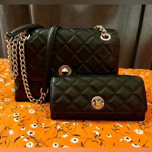 Natalia Medium Flap Shoulder Bag & Large Continental Wallet in black